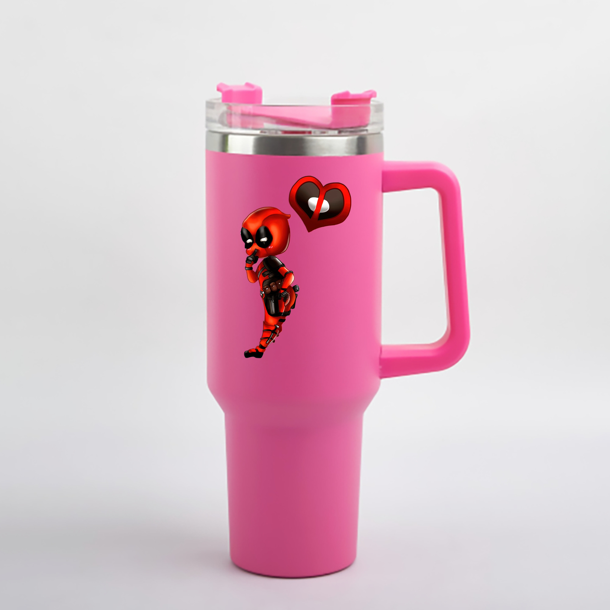 （画像用） Deadpool デッドプール 1200mL車用タンブラー - クリスタルステッカー（プラスチックストロー付き）